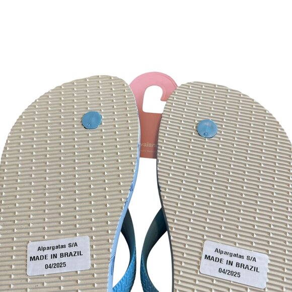 LoveShackFancy x Havaianas Flip Flops Sandals Everblooming Rosettes Blue NIB NEW - Picture 8 of 10